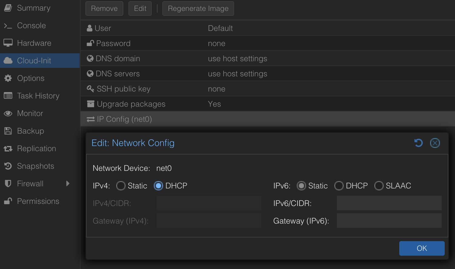 Proxmox cloud-init network
