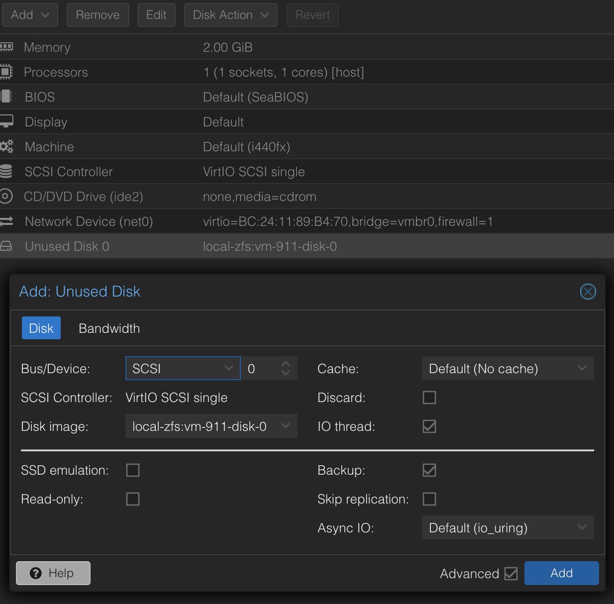 Proxmox unused disk